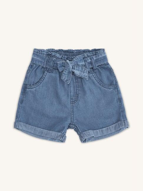 pantaloons-baby-blue-cotton-regular-fit-shorts