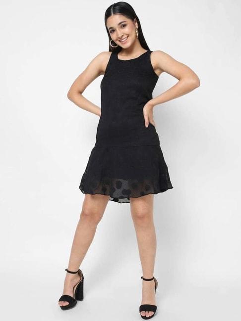 vastrado-black-self-pattern-a-line-dress