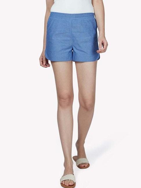 vastrado-blue-cotton-striped-shorts