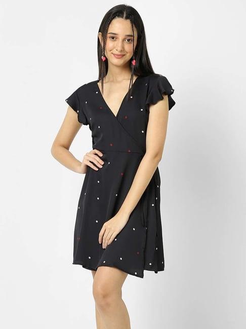 vastrado-black-polka-dots-a-line-wrap-dress