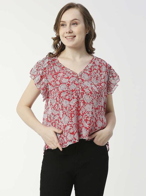 pepe-jeans-red-floral-print-top