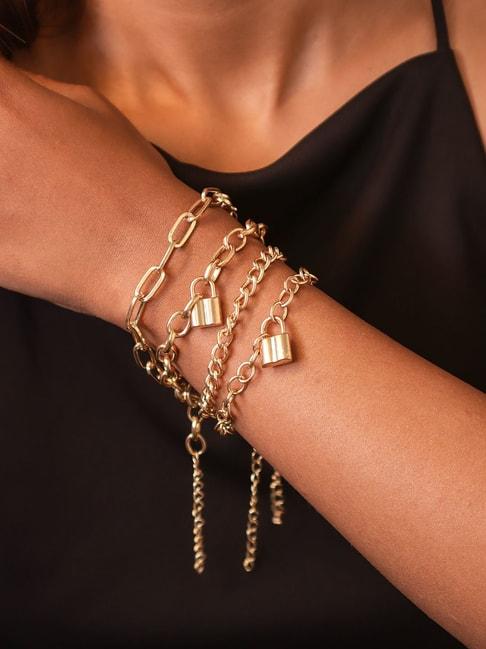 pipa-bella-golden-link-chain-charms-bracelet-for-women---set-of-4