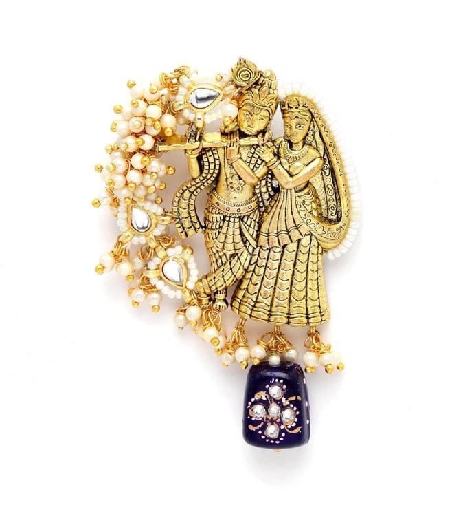 dugri-styles-blue-&-gold-none-broach-with-kundan-&-pearls