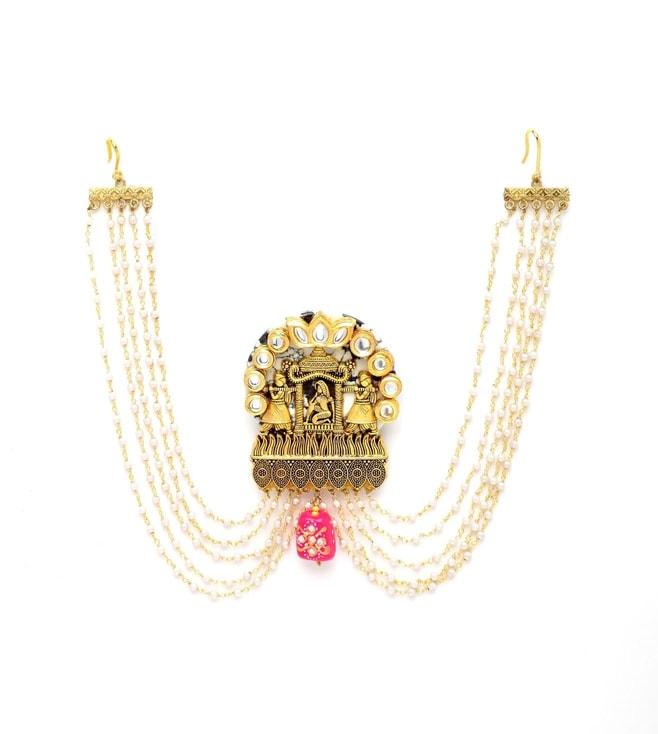 dugri-styles-pink-&-gold-juda-accessory-head-accessory-with-kundan-&-pearls