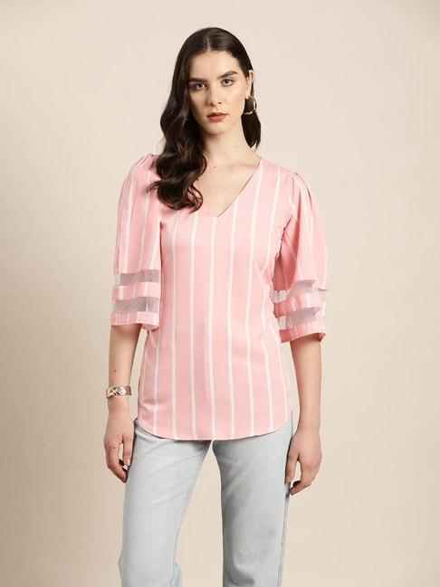 qurvii-pink-&-white-striped-top