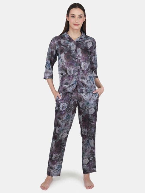 monte-carlo-grey-printed-shirt-pyjama-set