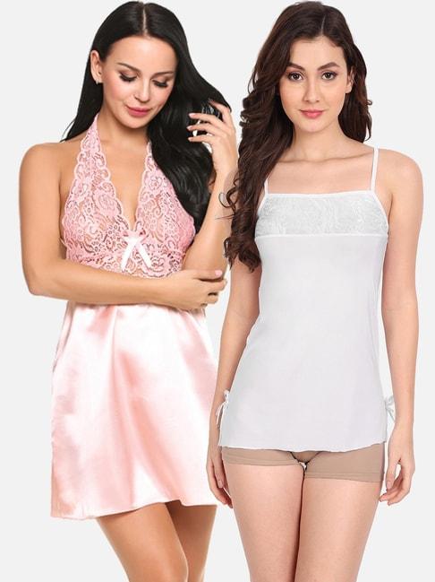 fims:-fashion-is-my-style-white-&-pink-lace-work-babydoll-with-thong