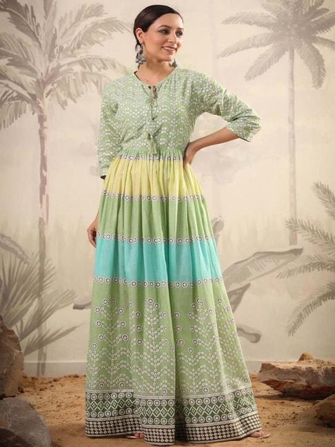 scakhi-green-printed-maxi-dress