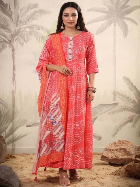 scakhi-coral-printed-maxi-dress-with-dupatta