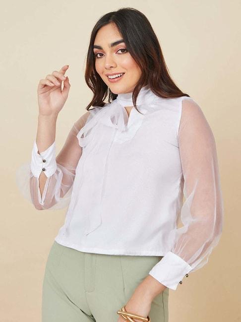 styli-organza-sleeves-high-neck-blouse