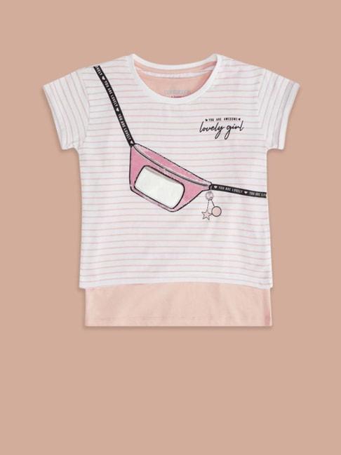 pantaloons-junior-kids-white-&-pink-cotton-printed-t-shirt