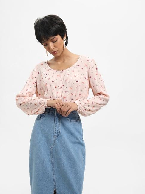 nuon-by-westside-pink-floral-print-blouse