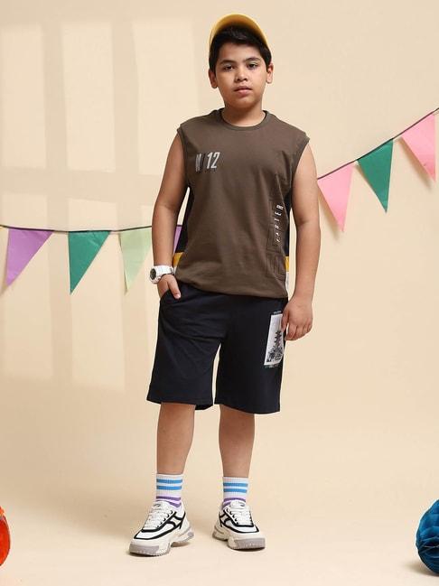 monte-carlo-kids-olive-&-navy-printed-t-shirt-with-shorts