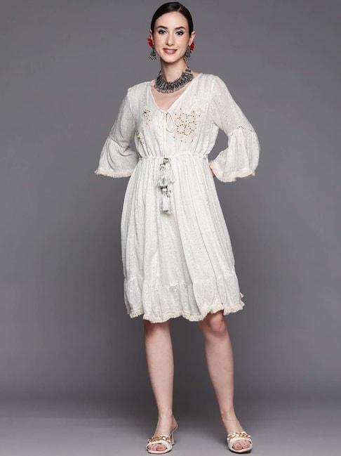 indo-era-off-white-cotton-embellished-a-line-dress