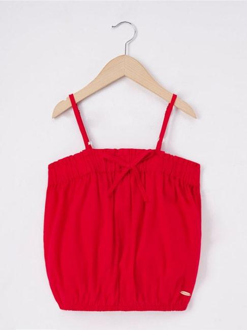 edheads-kids-red-cotton-regular-fit-top