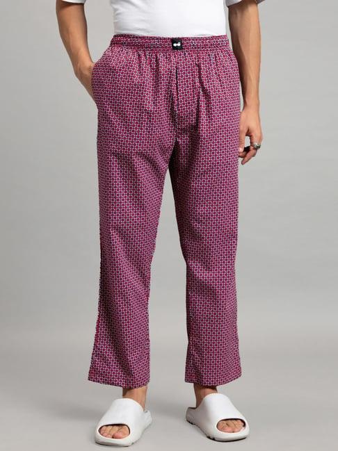 bewakoof-burgundy-printed-nightwear-pyjamas