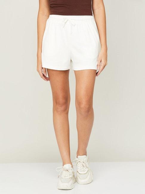 ginger-by-lifestyle-white-cotton-mid-rise-shorts