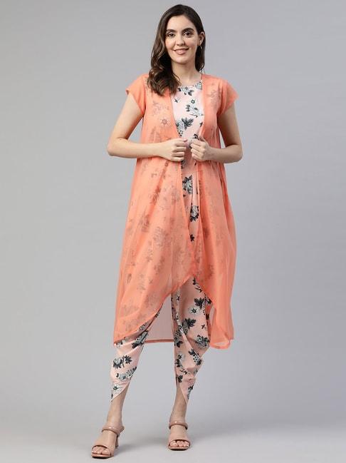 cottinfab-peach-floral-print-crepe-jumpsuit-with-shrug