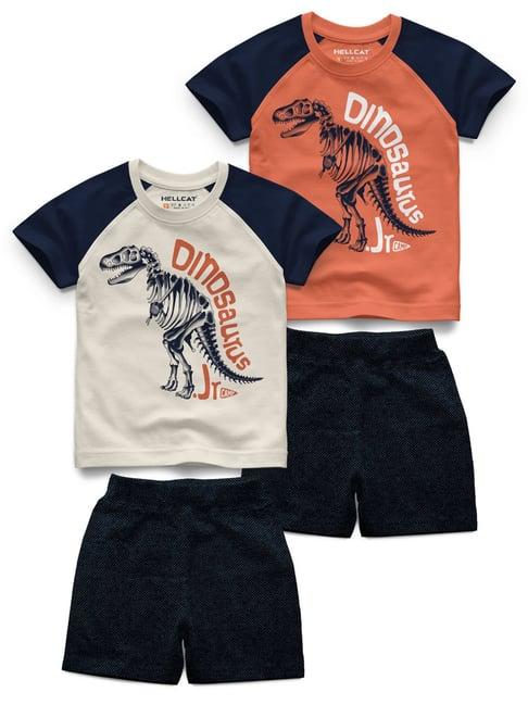 hellcat-kids-mulicolor-printed-t-shirt-(pack-of-2)-with-shorts-(pack-of-2)