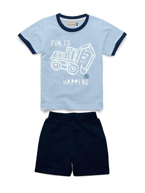 hellcat-kids-blue-printed-t-shirt-with-shorts