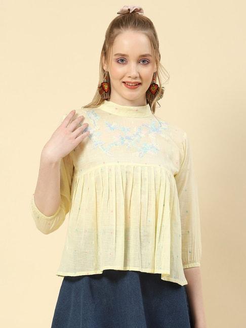 monte-carlo-yellow-embroidered-top