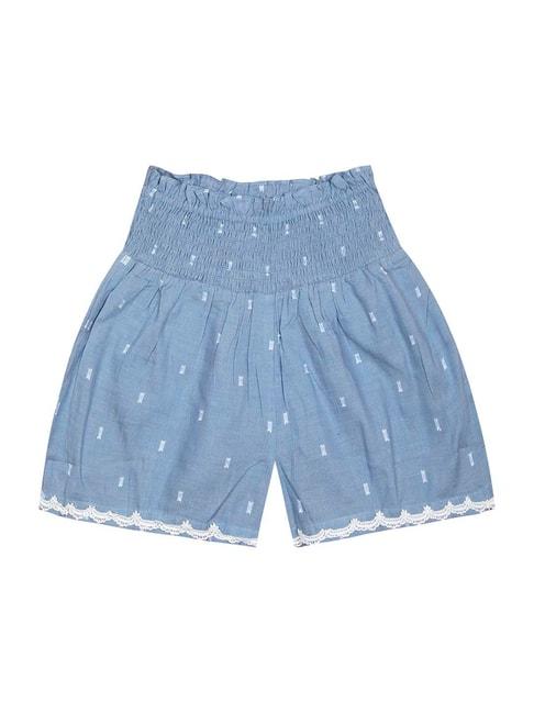 budding-bees-kids-blue-cotton-printed-shorts