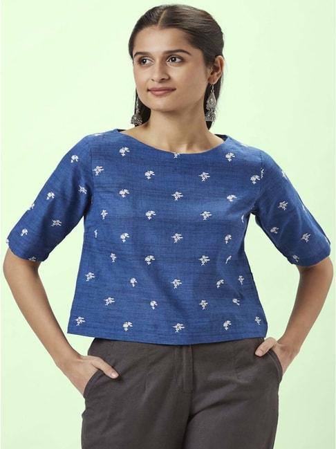 akkriti-by-pantaloons-blue-cotton-embroidered-top