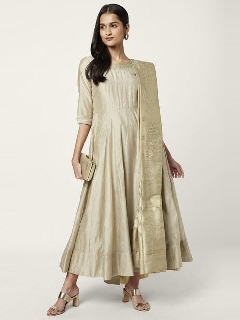 rangmanch-by-pantaloons-beige-embroidered-maxi-dress-with-dupatta