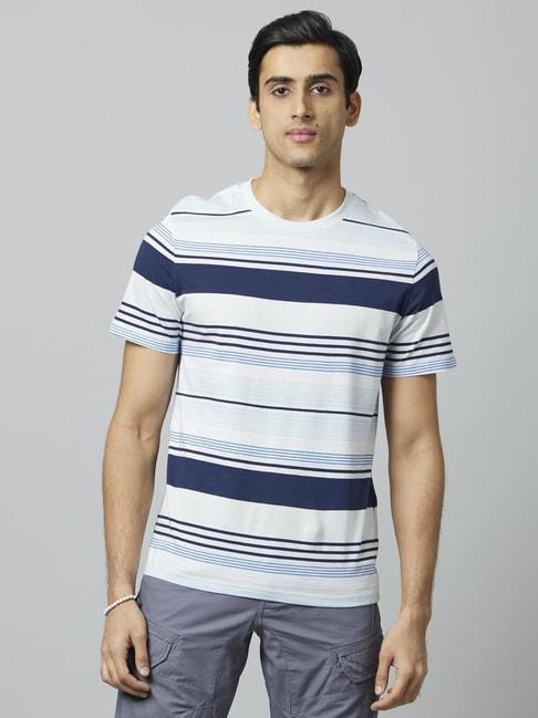 celio*-white-cotton-regular-fit-striped-t-shirt