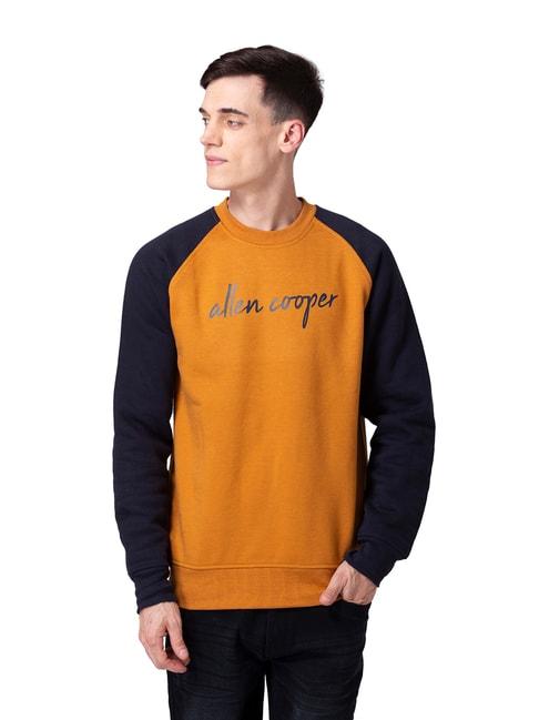 allen-cooper-rust-&-navy-regular-fit-graphic-print-sweatshirt