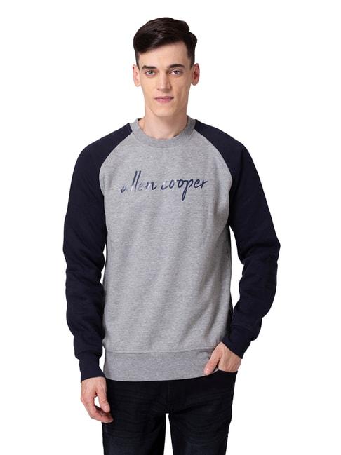 allen-cooper-grey-&-navy-regular-fit-graphic-print-sweatshirt