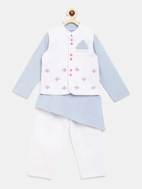 nauti-nati-kids-white-&-blue-embroidered-full-sleeves-kurta,-pyjamas-with-nehru-jacket