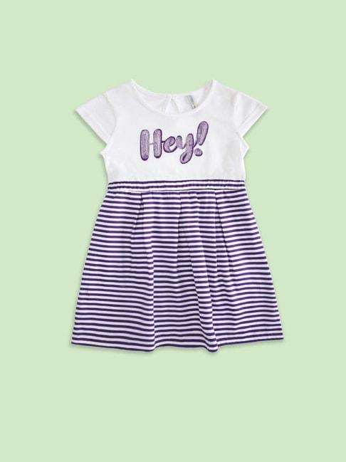 pantaloons-junior-kids-white-&-purple-cotton-embellished-dress