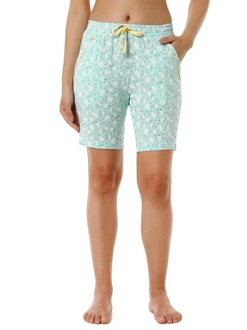 amante-green-cotton-floral-print-shorts