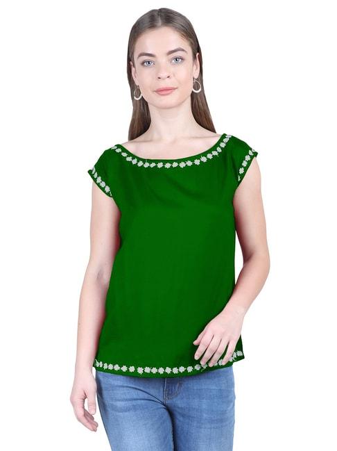 patrorna-dark-green-embroidered-top