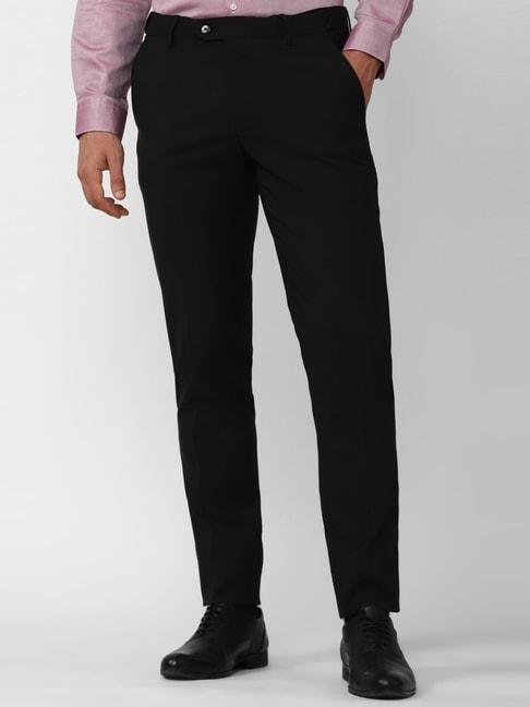 peter-england-black-cotton-slim-fit-trousers