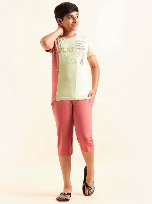 sweet-dreams-kids-fog-green-&-pink-cotton-printed-t-shirt-set