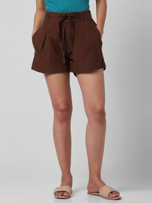 van-heusen-brown-cotton-shorts