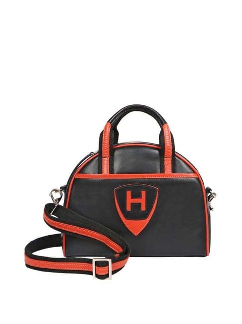 hidesign-black-solid-small-handbag