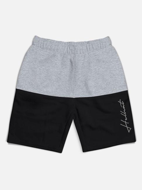 hellcat-kids-grey-and-black-color-block--shorts