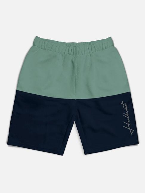 hellcat-kids-green-and-navy-color-block--shorts