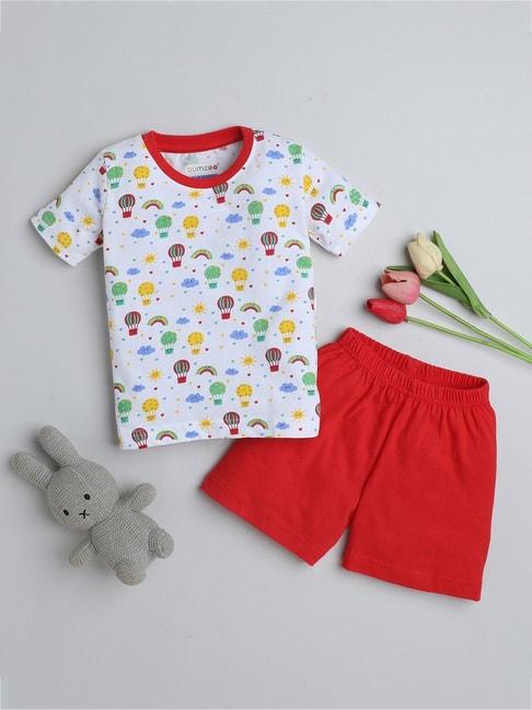 bumzee-kids-white-&-red-printed-t-shirt-with-shorts