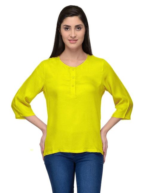 patrorna-yellow-regular-fit-tunic-style-top