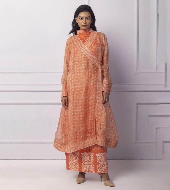 ek-katha-orange-batik-printed-angrakha-with-coorded-deatiling