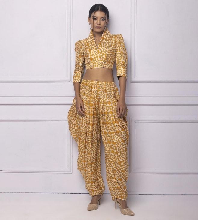 ek-katha-muddy-yellow-printed-silk-front-opening-blouse