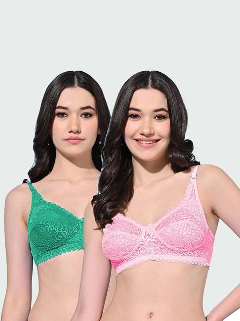 fims:-fashion-is-my-style-pink-&-green-lace-work-bralette-bras---pack-of-2