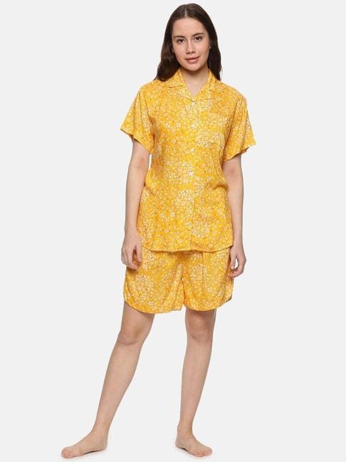 don-vino-yellow-cotton-floral-print-shirt-with-shorts