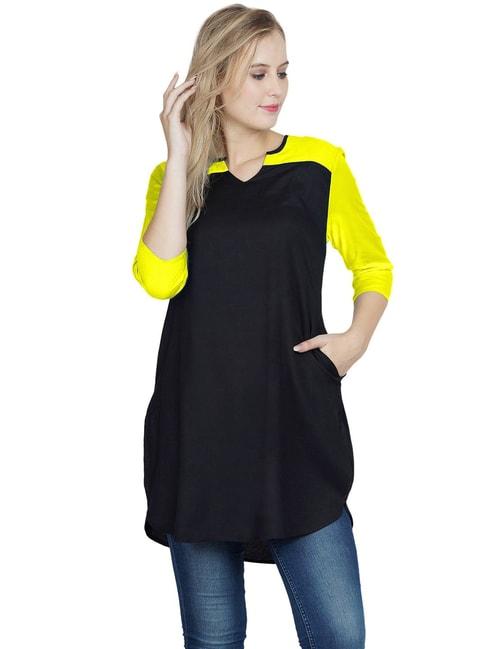 patrorna-black-&-yellow-color-block-tunic