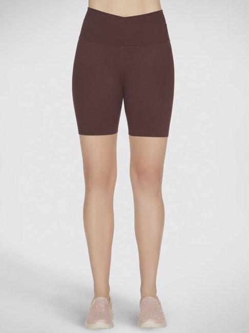 skechers-brown-high-rise-sports-shorts
