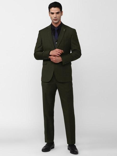 van-heusen-shine-black-slim-fit-checks-three-piece-suit